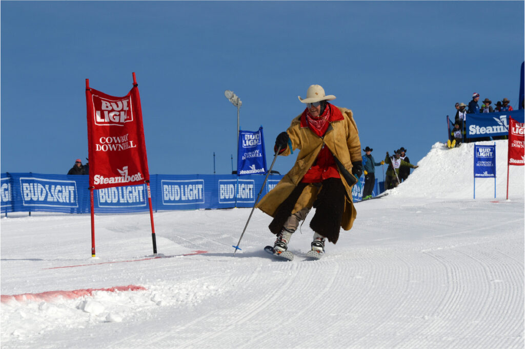 Ray Heid makes the inaugural run down the Cowboy Downhill race course in Steamboat