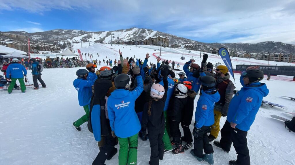 Participants of the SOS Outreach program and Steamboat Resort SnowSports School.