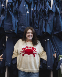Mia Slone in the Uniform Room at Steamboat Resort.